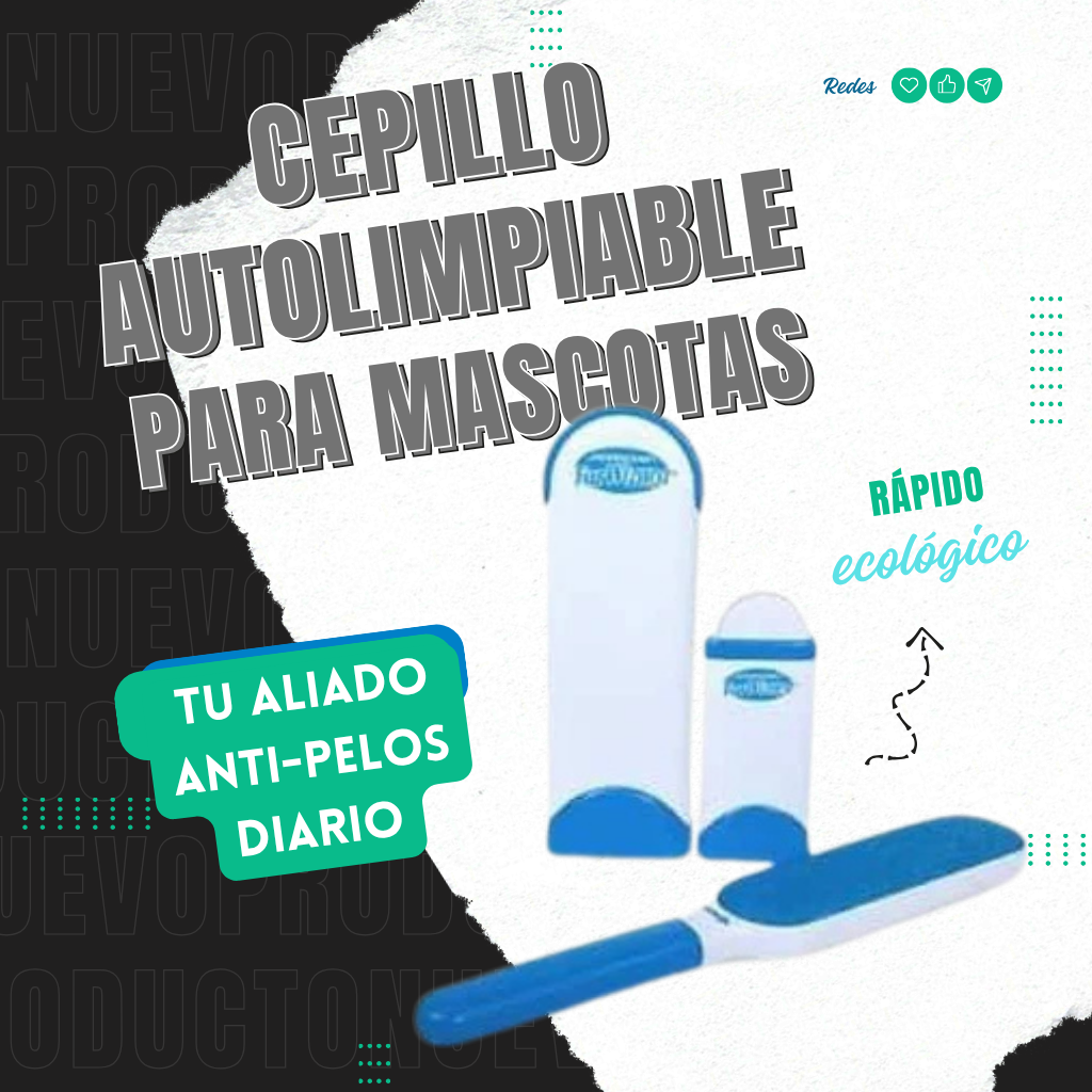 Cepillo Autolimpiable para Perros y Gatos – Elimina Pelos al Instante, Reutilizable y Portátil