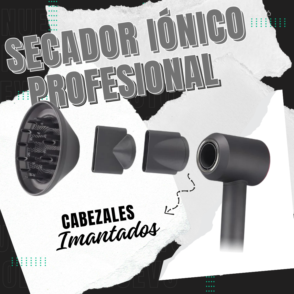 Secador de Pelo Profesional 5 en 1 con Cabezales Imantados – Potente, Silencioso y Antifrizz