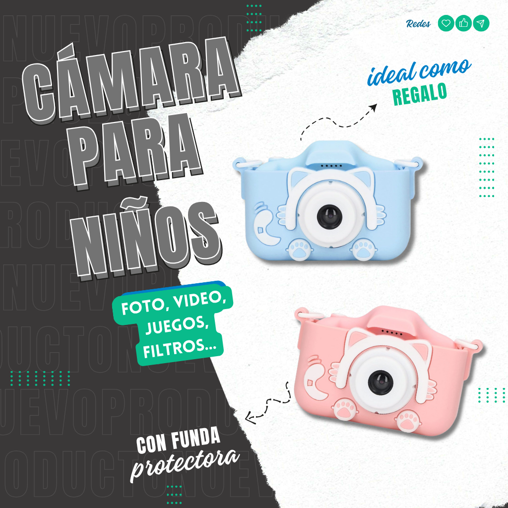 Cámara para Niños 20MP HD 2.0” + Tarjeta 32GB – Azul y Rosa, Compacta y Divertida