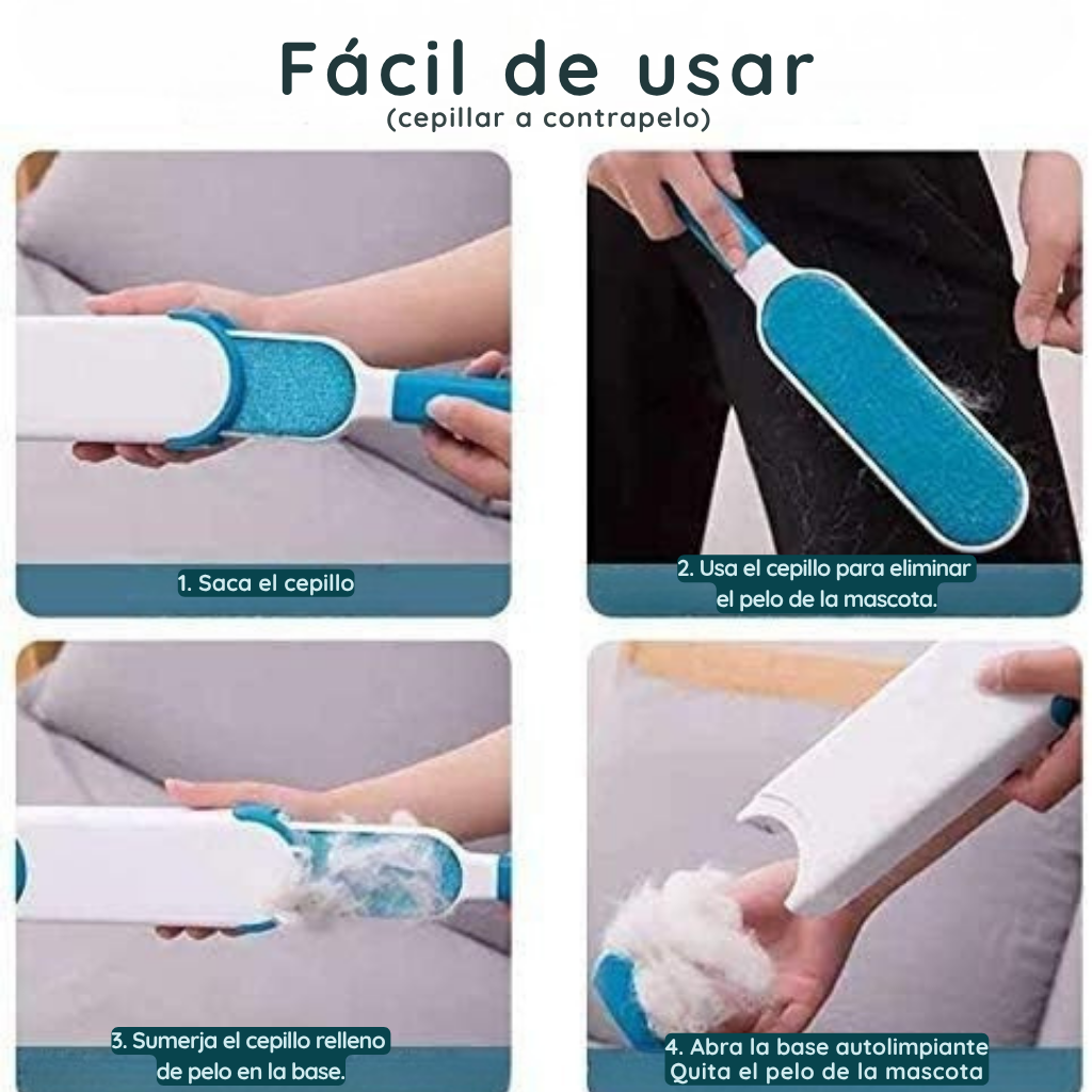 Cepillo Autolimpiable para Perros y Gatos – Elimina Pelos al Instante, Reutilizable y Portátil